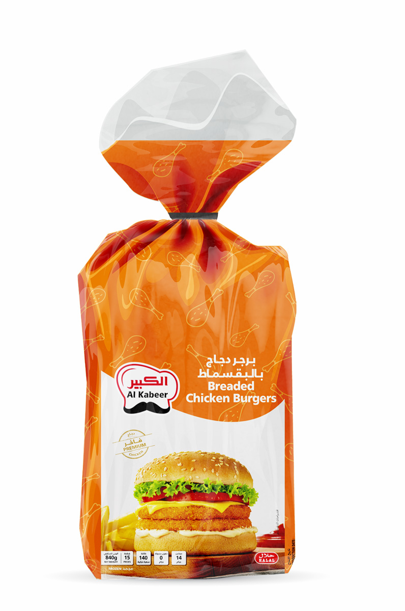 Al Kabeer Breaded Chicken Burger Bag (Cylinder Bag) 840g