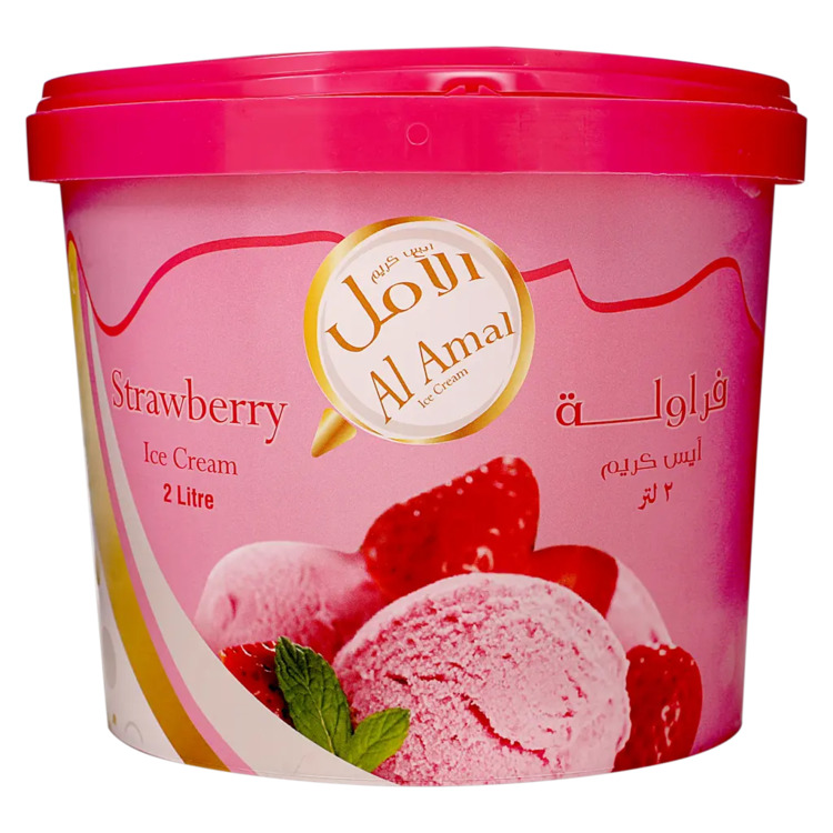 Al Amal Family Strawberry Ice Cream Tub 2L