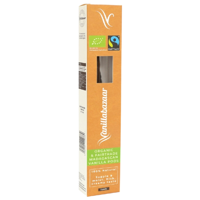 2 Gourmet Organic & Fairtrd Vanilla Pods